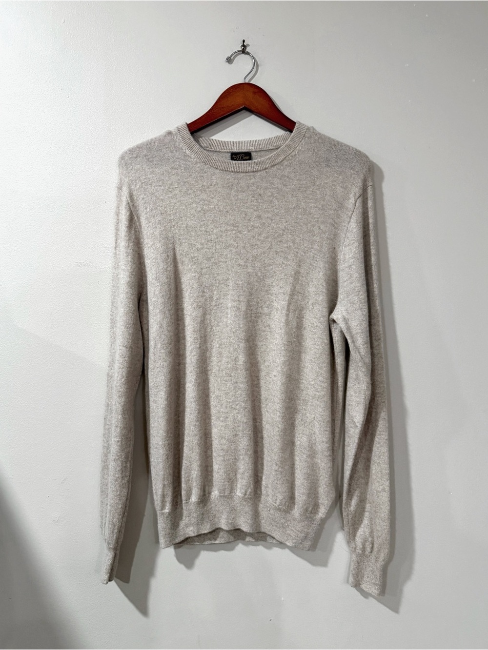 J.Crew Sweater Men L Oatmeal 100% Cashmere Crewneck Quiet Luxury Old Money
